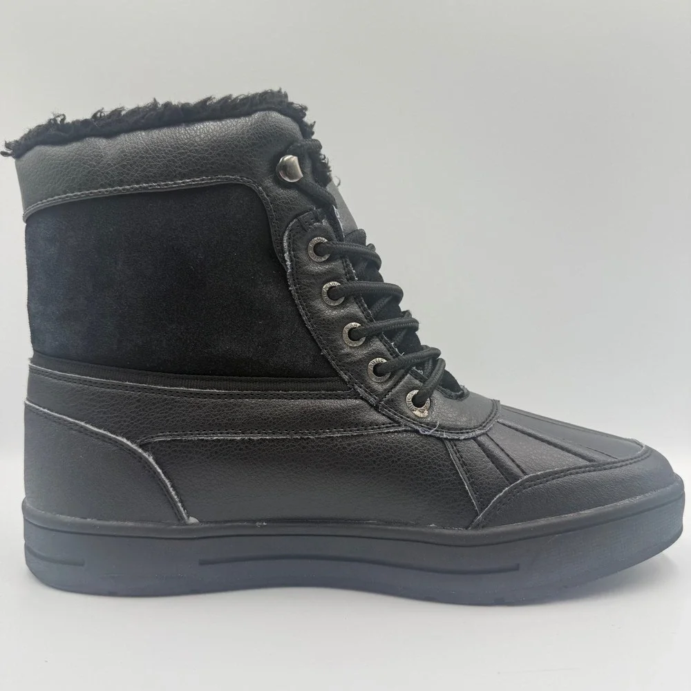 Nautica Lockview Men's Size 9 Duck Boots Faux Fur Lined Winter Black Womens 10.5